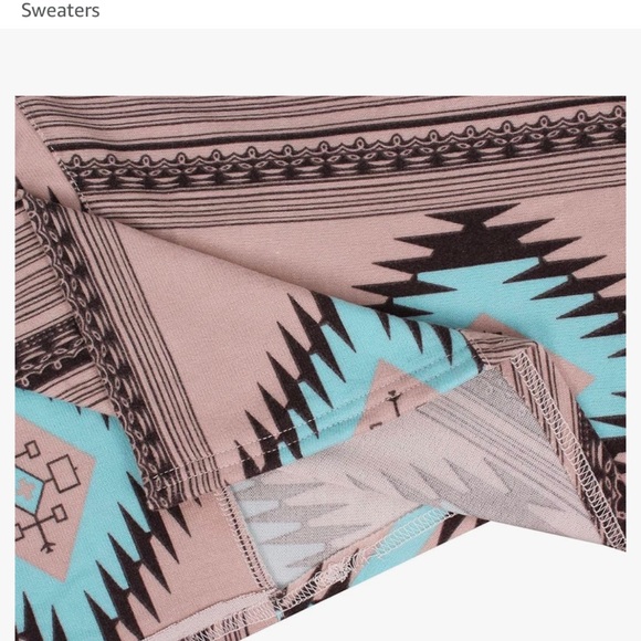 Womens Aztec Print Drape Open Front Drape Boyfriend Cardigan Sweaters - Picture 6 of 7